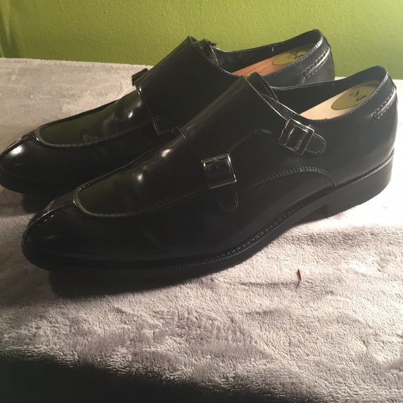 Joe abboud black antique double monk strap shoes main image 7